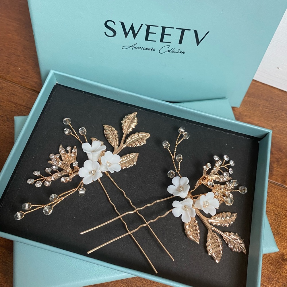 SWEETV 2Pcs Wedding Hair Pins